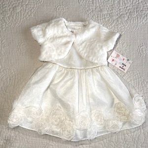 MIA & MIMI NWT Infant’s White Sleeveless Flower Dress with Jacket Size 18 months